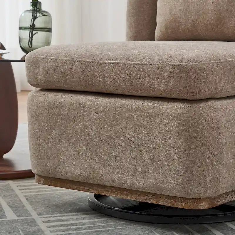 Fauteuil d'appoint pivotant sans accoudoirs en chenille