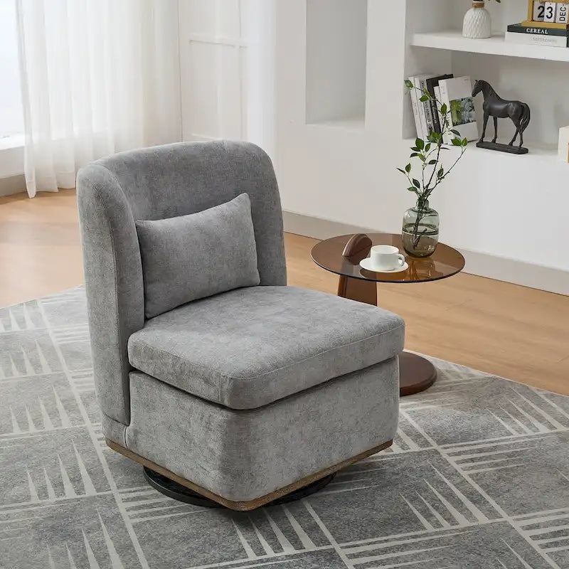 Fauteuil d'appoint pivotant sans accoudoirs en chenille