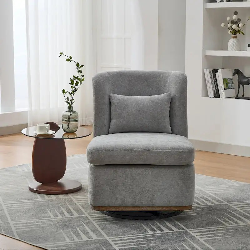 Fauteuil d'appoint pivotant sans accoudoirs en chenille