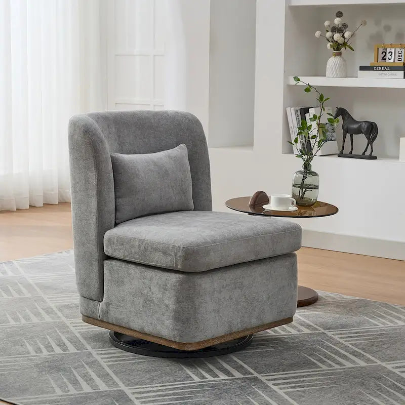 Fauteuil d'appoint pivotant sans accoudoirs en chenille
