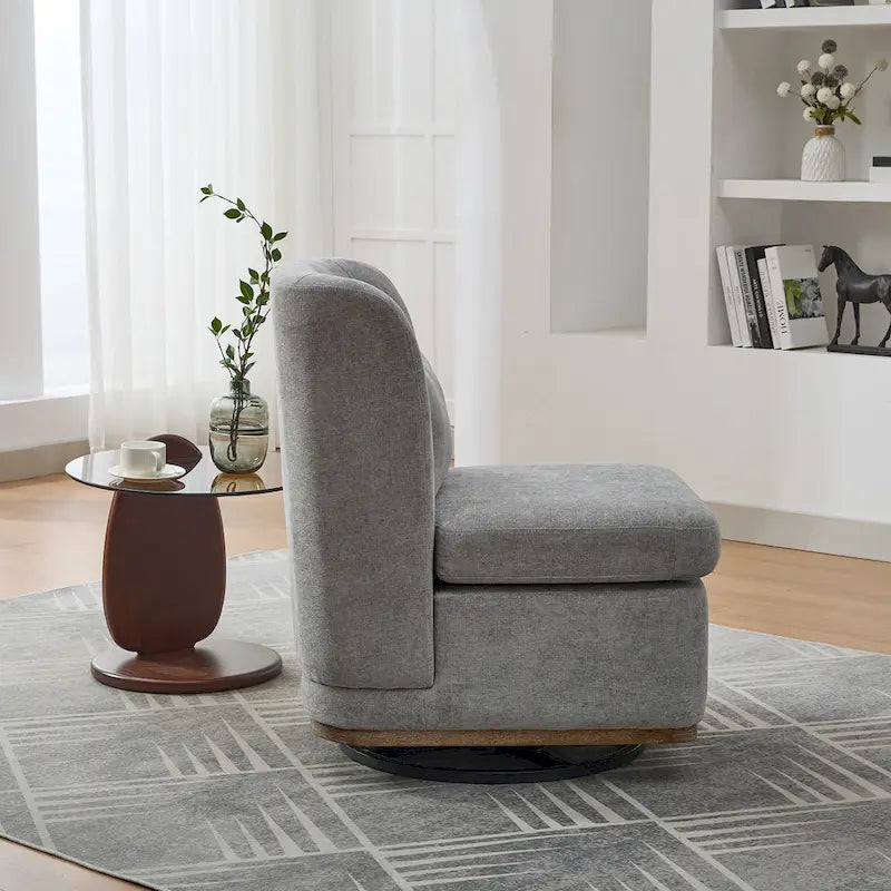 Fauteuil d'appoint pivotant sans accoudoirs en chenille