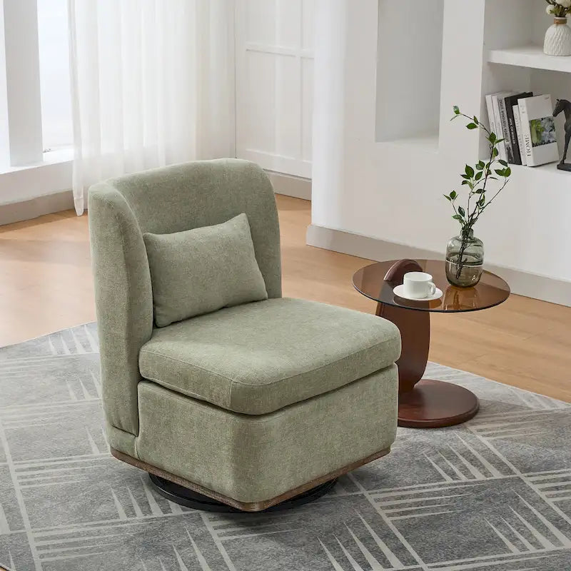 Fauteuil d'appoint pivotant sans accoudoirs en chenille