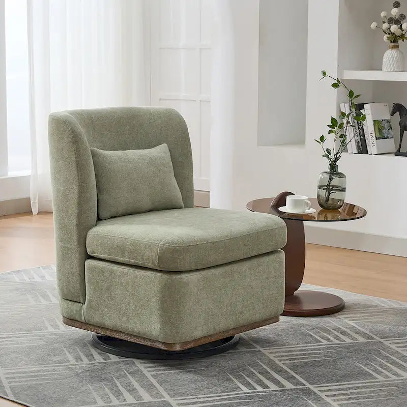 Fauteuil d'appoint pivotant sans accoudoirs en chenille