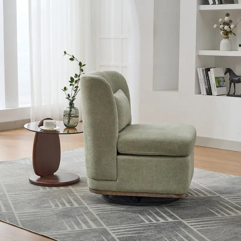 Fauteuil d'appoint pivotant sans accoudoirs en chenille