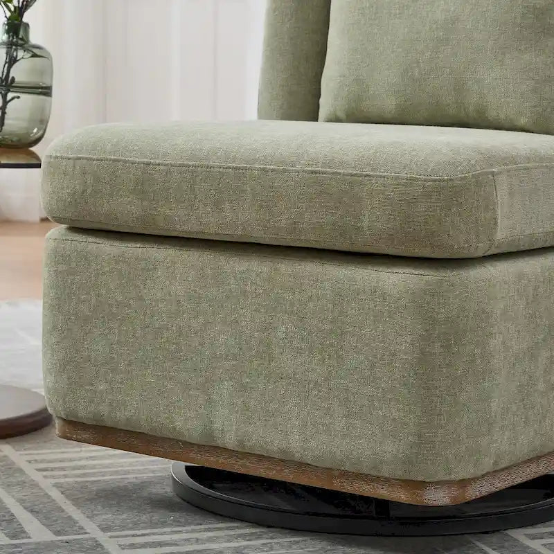 Fauteuil d'appoint pivotant sans accoudoirs en chenille
