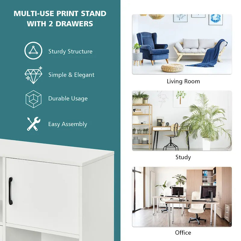 Costway File Cabinet Mobile Lateral Printer Stand with Storage Shelves