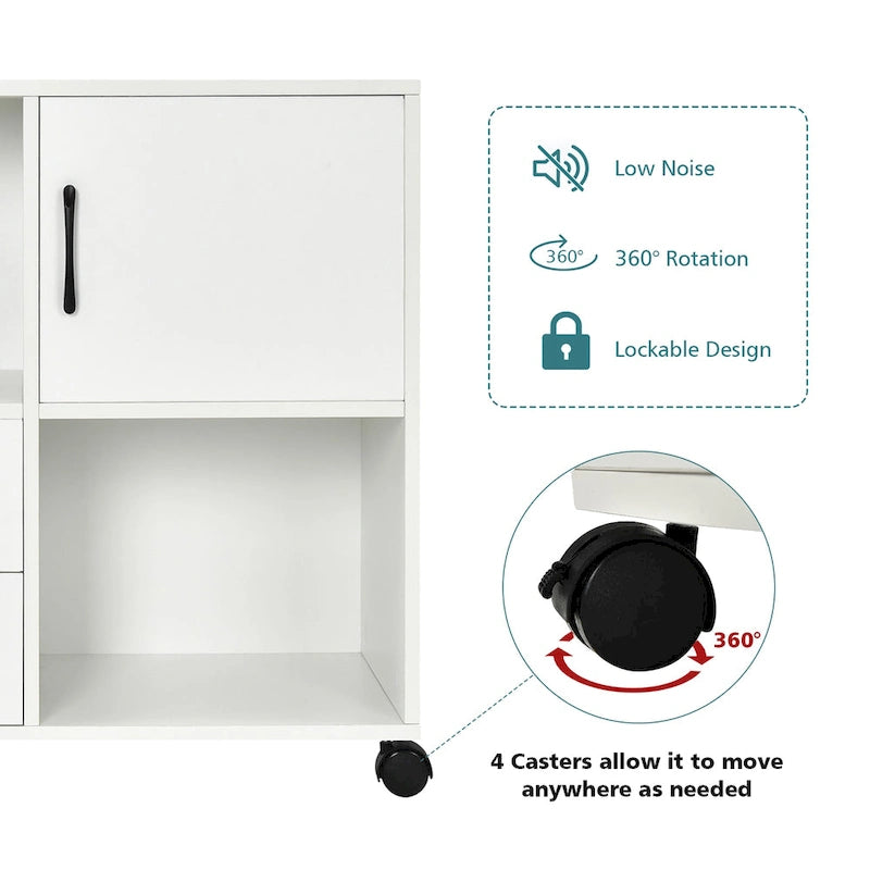 Costway File Cabinet Mobile Lateral Printer Stand with Storage Shelves