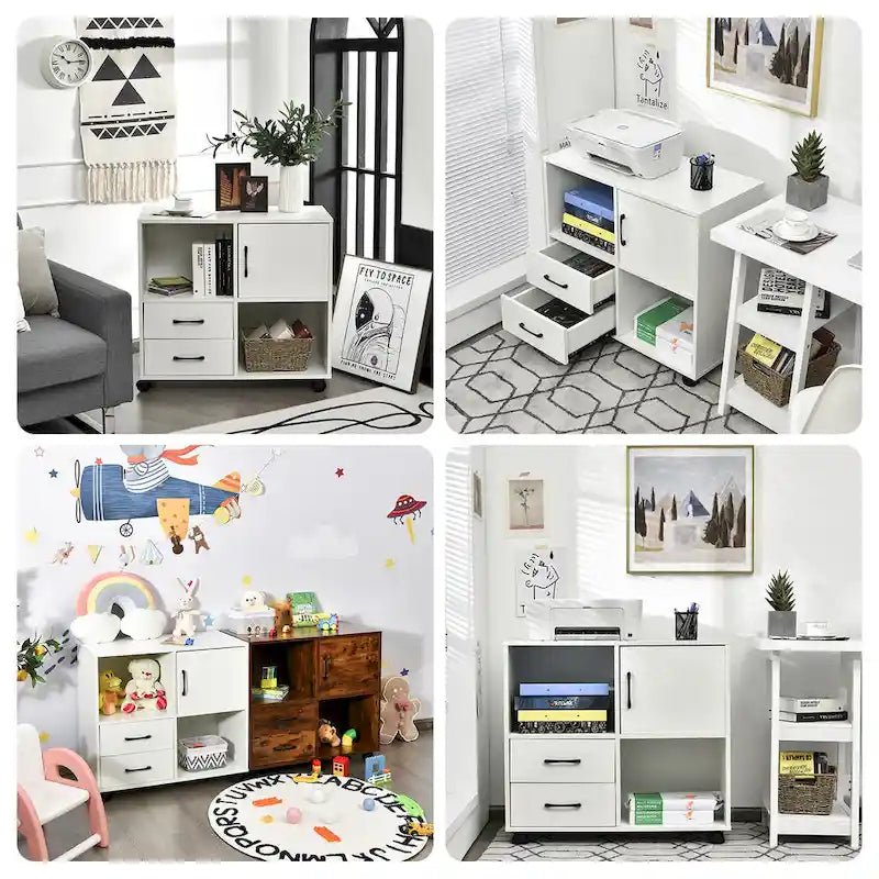 Costway File Cabinet Mobile Lateral Printer Stand with Storage Shelves