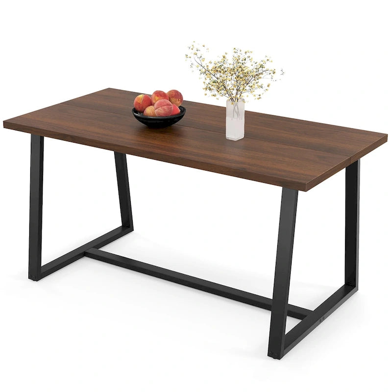 Costway Grande table à manger de 63 po pour 4 à 6 personnes avec métal robuste - Voir les détails