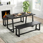 Costway Grande table à manger de 63 po pour 4 à 6 personnes avec métal robuste - Voir les détails
