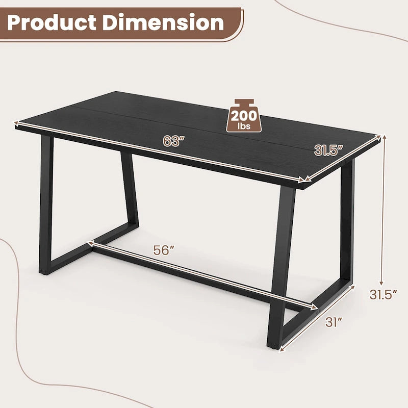Costway Grande table à manger de 63 po pour 4 à 6 personnes avec métal robuste - Voir les détails