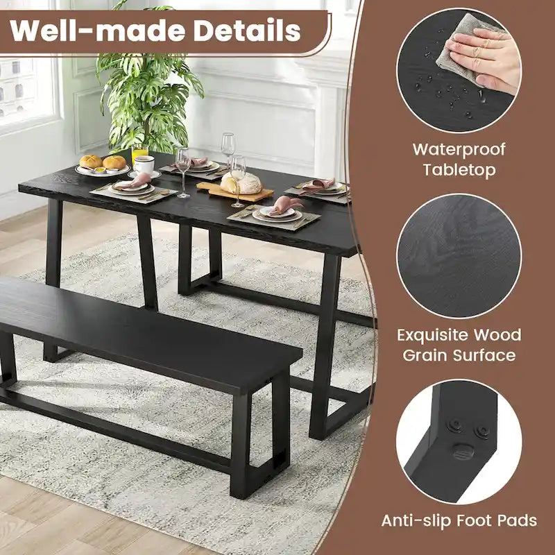 Costway Grande table à manger de 63 po pour 4 à 6 personnes avec métal robuste - Voir les détails