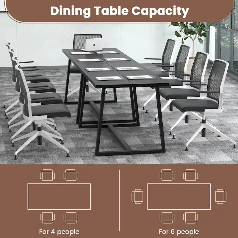 Costway Grande table à manger de 63 po pour 4 à 6 personnes avec métal robuste - Voir les détails