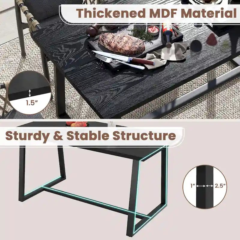 Costway Grande table à manger de 63 po pour 4 à 6 personnes avec métal robuste - Voir les détails