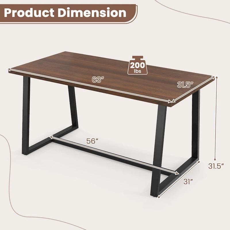 Costway Grande table à manger de 63 po pour 4 à 6 personnes avec métal robuste - Voir les détails