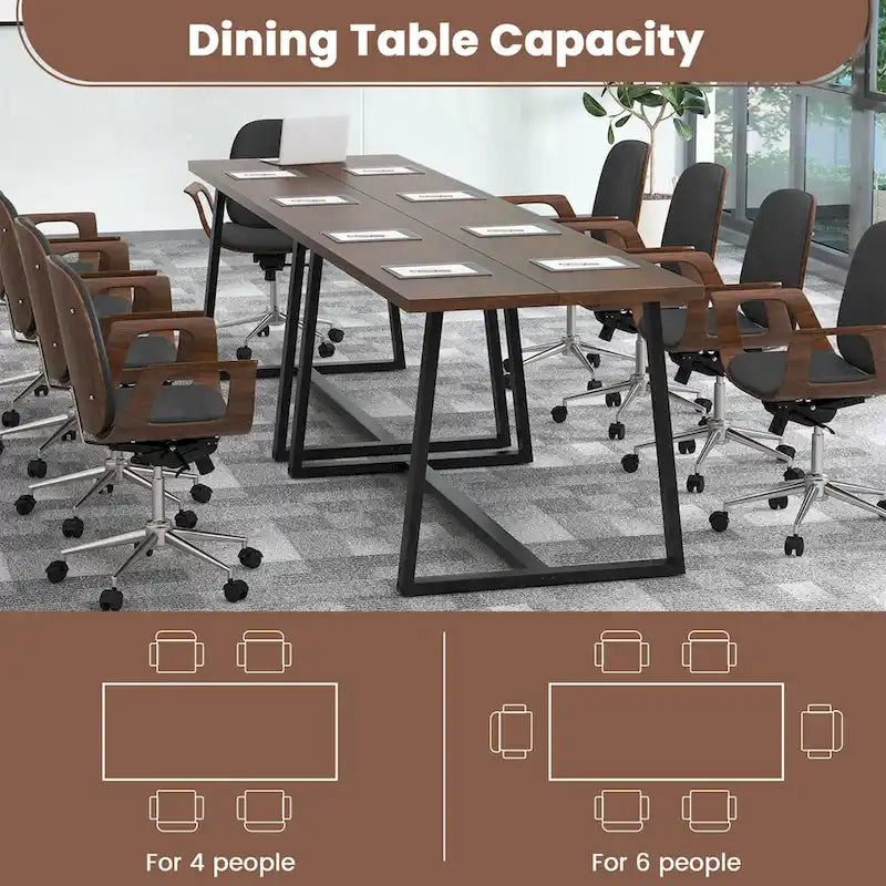 Costway Grande table à manger de 63 po pour 4 à 6 personnes avec métal robuste - Voir les détails