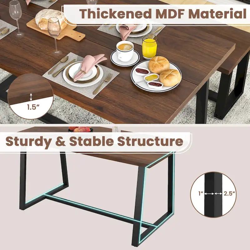 Costway Grande table à manger de 63 po pour 4 à 6 personnes avec métal robuste - Voir les détails
