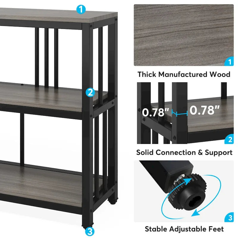 3 Tiers Console Sofa Table, 70 Entryway Hallway Table for Living Room