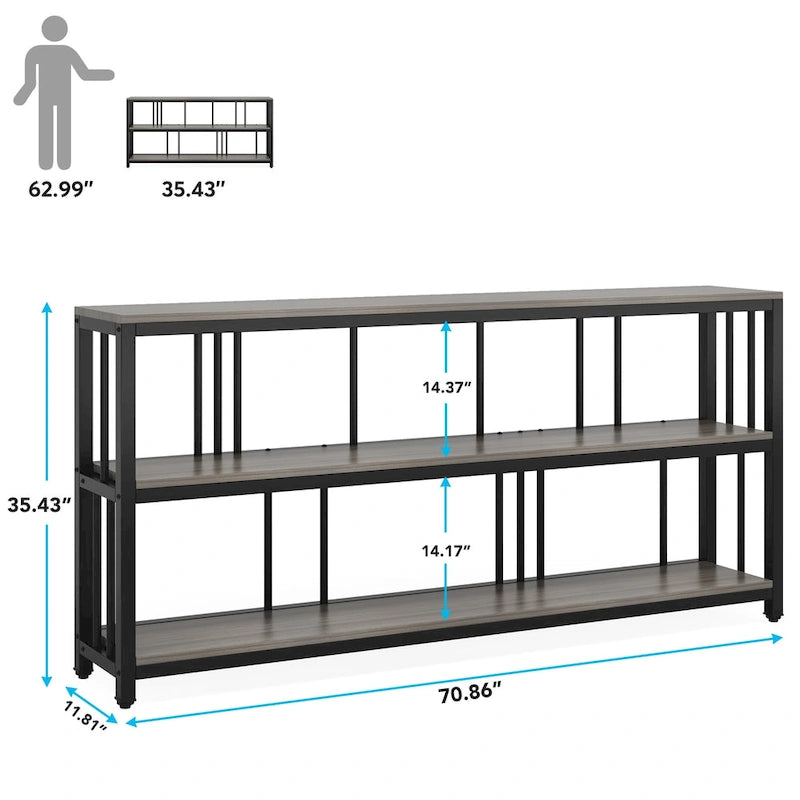 3 Tiers Console Sofa Table, 70 Entryway Hallway Table for Living Room