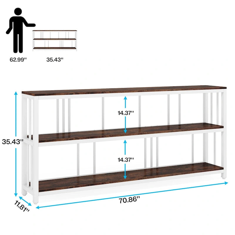 3 Tiers Console Sofa Table, 70 Entryway Hallway Table for Living Room