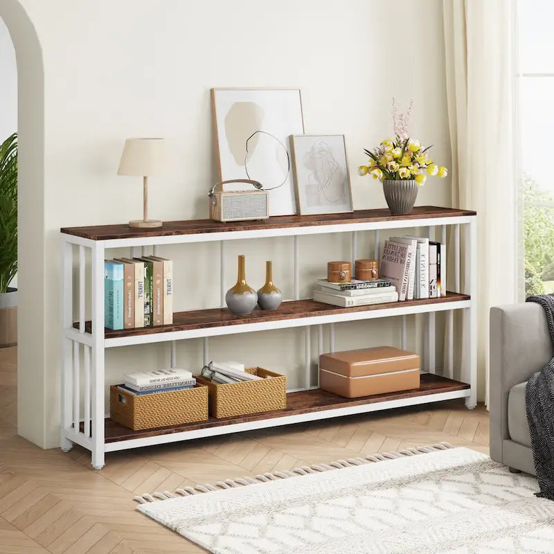 3 Tiers Console Sofa Table, 70 Entryway Hallway Table for Living Room