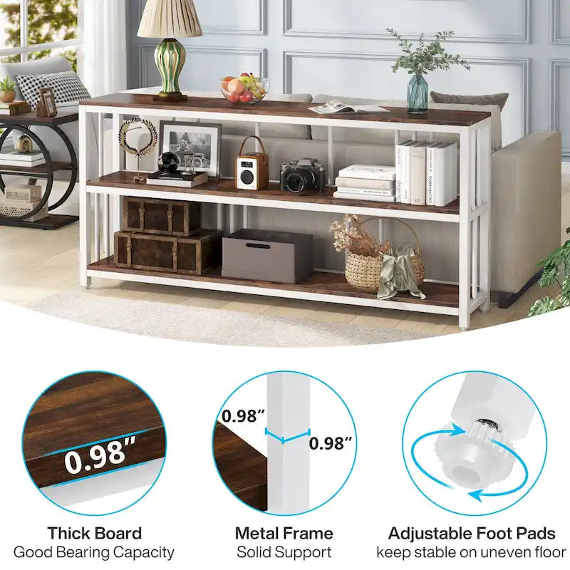 3 Tiers Console Sofa Table, 70 Entryway Hallway Table for Living Room