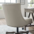 Chaise de bureau capitonnée réglable en tissu peluche uni - 41,5 - Beige et gris