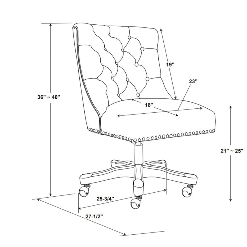 Chaise de bureau capitonnée réglable en tissu peluche uni - 41,5 - Beige et gris