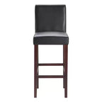 Set of 2 29.5" Liam Leather Barstool Chocolate Dark Brown - Serta: Solid Wood Frame, 250lbs Capacity