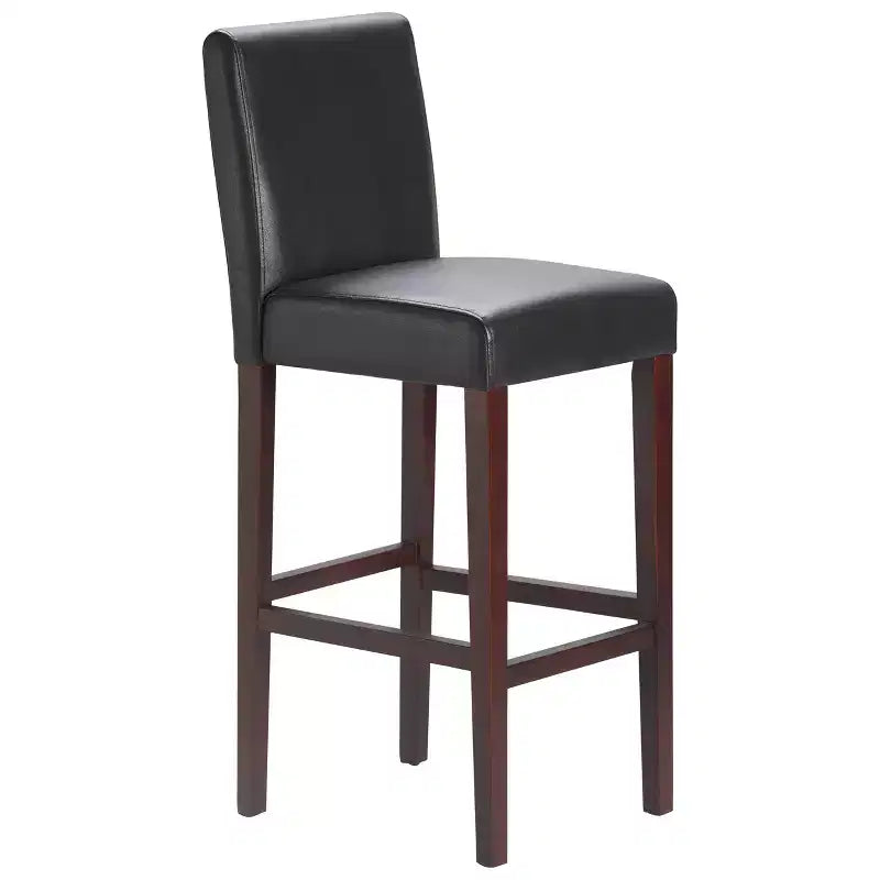 Lot de 2 tabourets de bar en cuir Liam 75 cm marron chocolat foncé - Serta : Cadre en bois massif, capacité de 113 kg