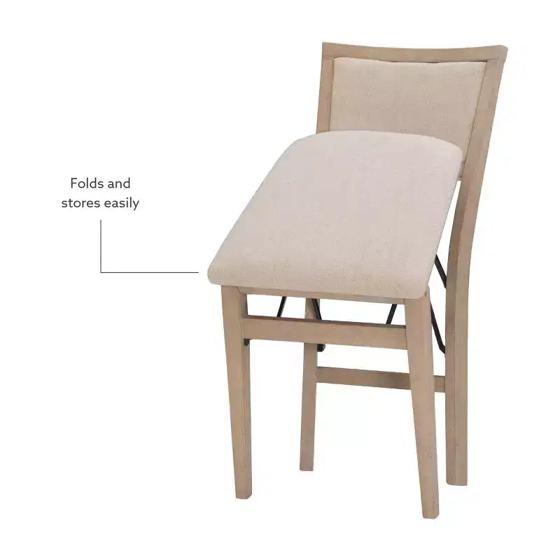 Lot de 2 chaises pliantes Claire en bois massif et assise rembourrée, finition gris délavé - Linon
