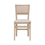 Lot de 2 chaises pliantes Claire en bois massif et assise rembourrée, finition gris délavé - Linon