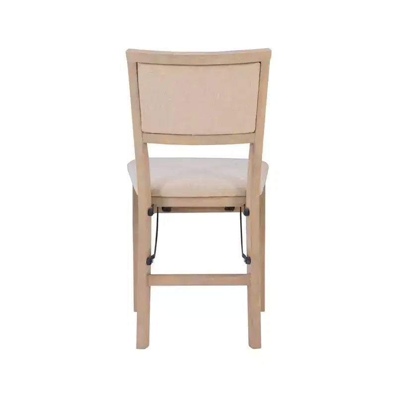 Lot de 2 chaises pliantes Claire en bois massif et assise rembourrée, finition gris délavé - Linon
