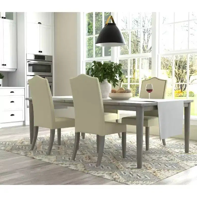 Carolina Living Chaise Parson Florence en Bois Flotté Naturel et Lin
