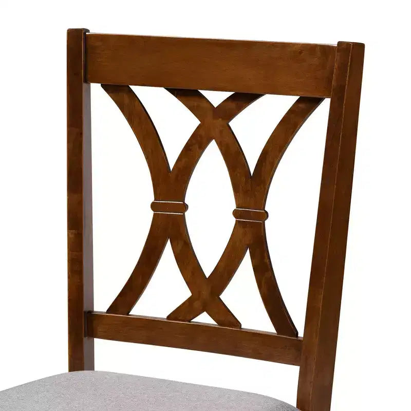 4pc Augustine Fabric Upholstered Dining Chair Set - Baxton Studio: Walnut Brown Frame, Foam Padded