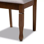 4pc Augustine Fabric Upholstered Dining Chair Set - Baxton Studio: Walnut Brown Frame, Foam Padded