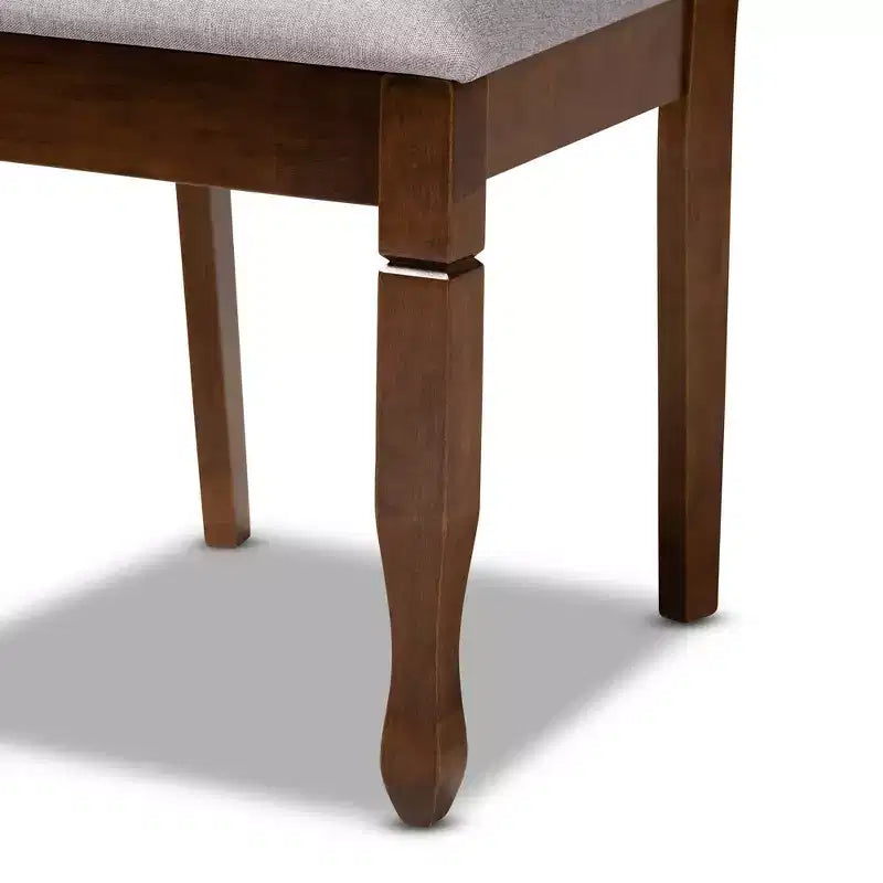 4pc Augustine Fabric Upholstered Dining Chair Set - Baxton Studio: Walnut Brown Frame, Foam Padded