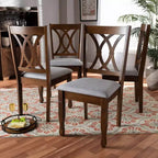 4pc Augustine Fabric Upholstered Dining Chair Set - Baxton Studio: Walnut Brown Frame, Foam Padded