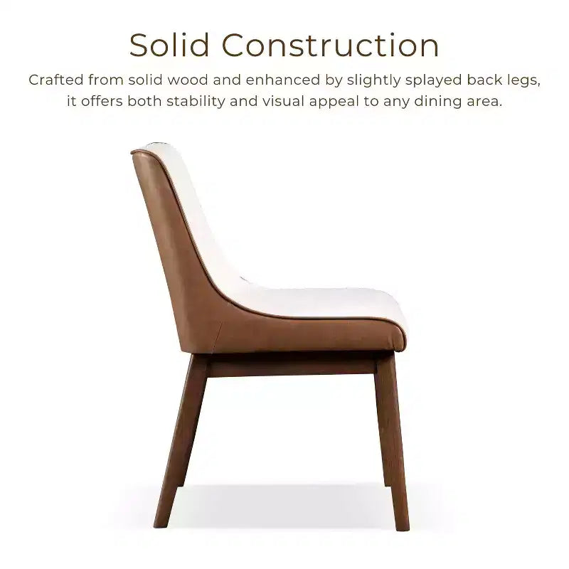 HOMES: Inside + Out Lot de 2 chaises de salle à manger Forest Wisp Mid-Century Boucle avec accents en similicuir Noyer