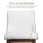 HOMES: Inside + Out Lot de 2 chaises de salle à manger Forest Wisp Mid-Century Boucle avec accents en similicuir Noyer