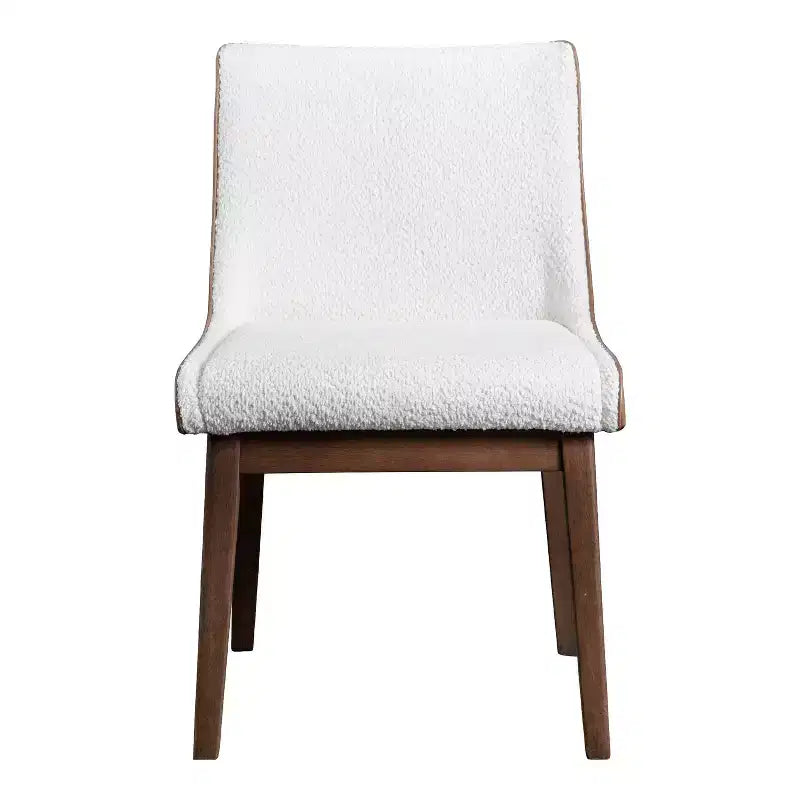 HOMES: Inside + Out Lot de 2 chaises de salle à manger Forest Wisp Mid-Century Boucle avec accents en similicuir Noyer