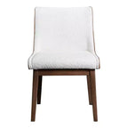 HOMES: Inside + Out Lot de 2 chaises de salle à manger Forest Wisp Mid-Century Boucle avec accents en similicuir Noyer