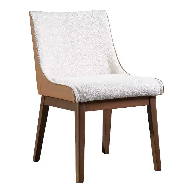 HOMES: Inside + Out Lot de 2 chaises de salle à manger Forest Wisp Mid-Century Boucle avec accents en similicuir Noyer
