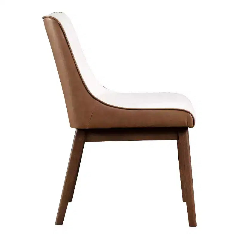 HOMES: Inside + Out Lot de 2 chaises de salle à manger Forest Wisp Mid-Century Boucle avec accents en similicuir Noyer