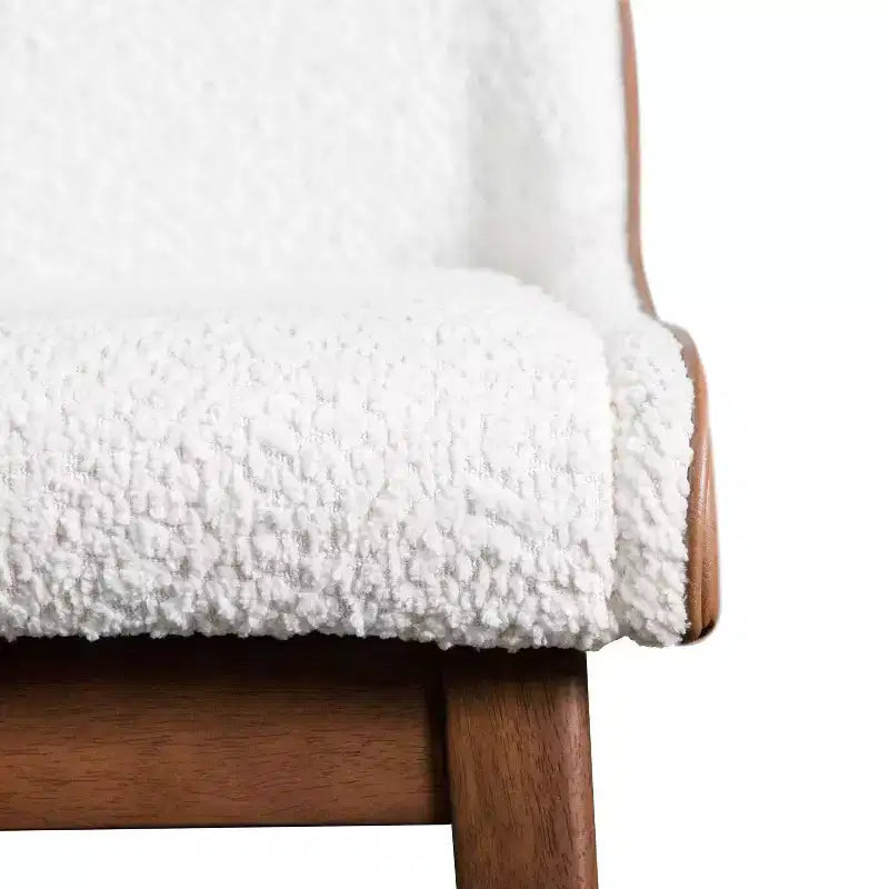 HOMES: Inside + Out Lot de 2 chaises de salle à manger Forest Wisp Mid-Century Boucle avec accents en similicuir Noyer