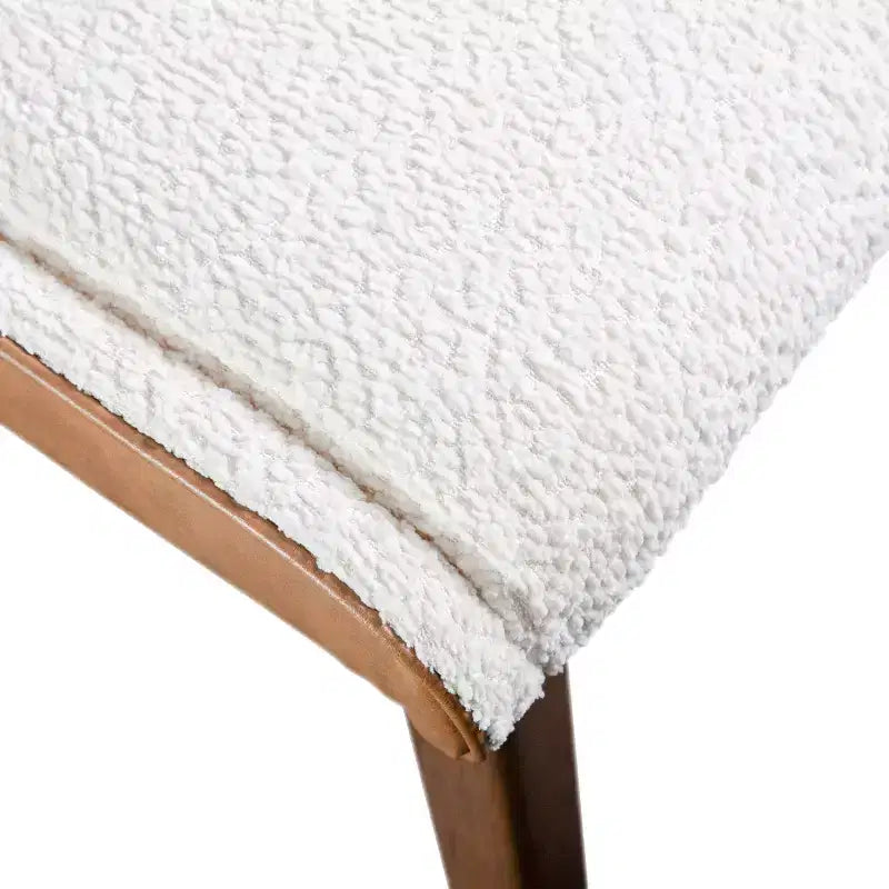 HOMES: Inside + Out Lot de 2 chaises de salle à manger Forest Wisp Mid-Century Boucle avec accents en similicuir Noyer