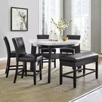 Table hauteur comptoir plateau marbre Carrare Blanc/Noir - Steve Silver Co.