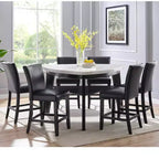 Table hauteur comptoir plateau marbre Carrare Blanc/Noir - Steve Silver Co.