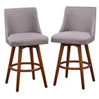 Lifestorey 3pc Derby Counter Height Dining Set Walnut/Gray: Rubberwood, Upholstered Stools, Foam Padding