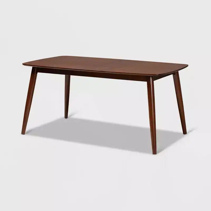 Edna Wood Dining Table Walnut - Baxton Studio